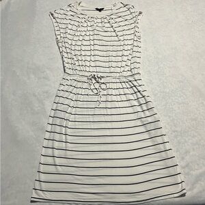 Banana Republic Women's Dress Dropped Waist Striped White Size XL Sleeveless
